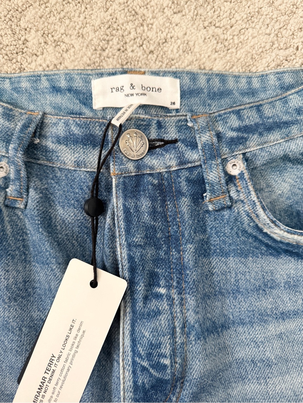 NWT rag & bone Miramar Sofie Wide-Leg Pant Cotton Sweatpant Jean Raily Blue 26 - Picture 6 of 10